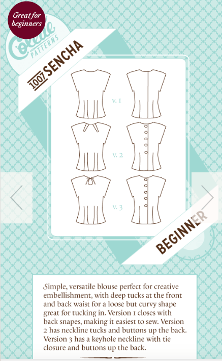 Colette Patterns 1107, Sencha